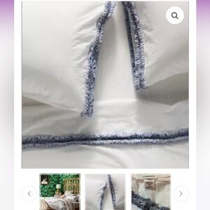 Anthropologie Fringed Pasha Percale Queen Sheet Set